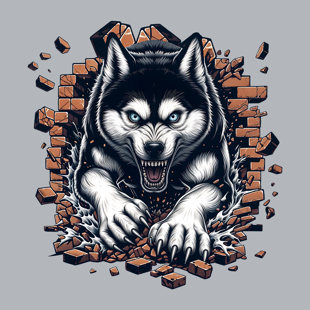 Husky Breaking Through Brick Wall 3D Realistic Dog | PRODUCT CODE: HJKUCYWFLBKN
