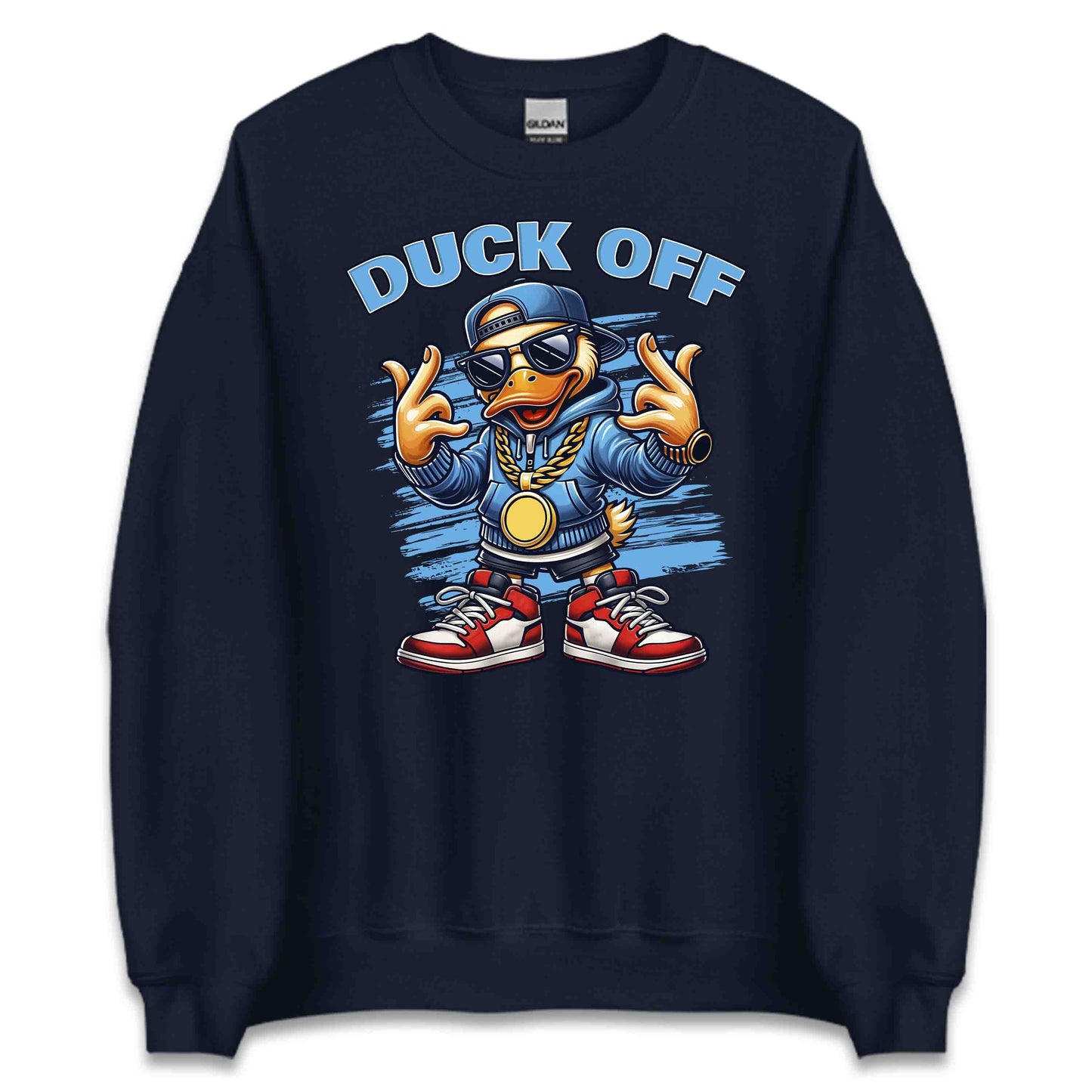 Hilarious Duck Off Cartoon Duck Hip-Hop Style Duck in Gold Chains & Sneakers | PRODUCT CODE: HLRSOUDKCFO