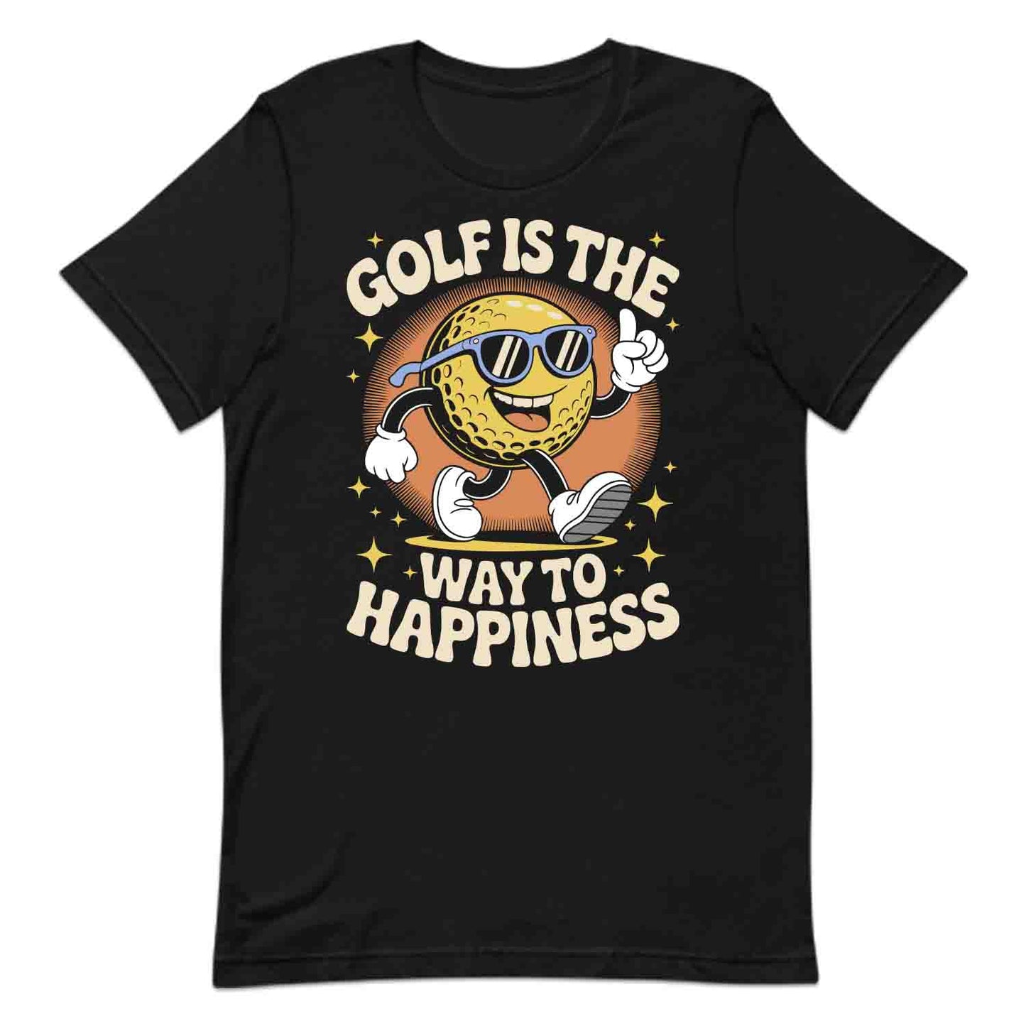Happy Golf Ball T-Shirt, Retro Golf Sweatshirt, Vintage Golf Lovers Hoodie | PRODUCT CODE: HPRETSACY