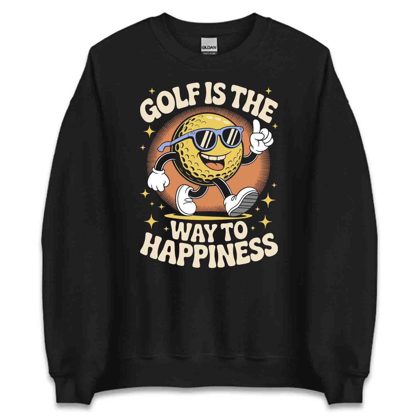 Happy Golf Ball T-Shirt, Retro Golf Sweatshirt, Vintage Golf Lovers Hoodie | PRODUCT CODE: HPRETSACY