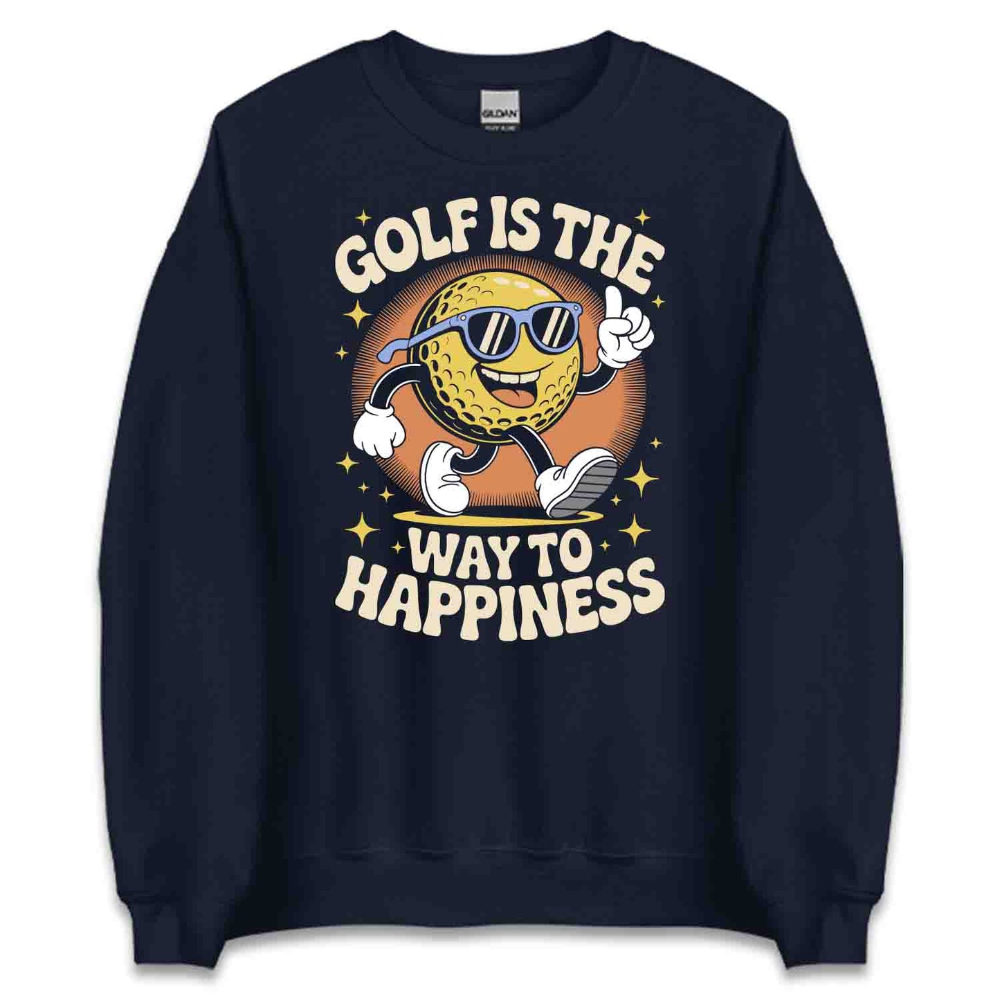 Happy Golf Ball T-Shirt, Retro Golf Sweatshirt, Vintage Golf Lovers Hoodie | PRODUCT CODE: HPRETSACY