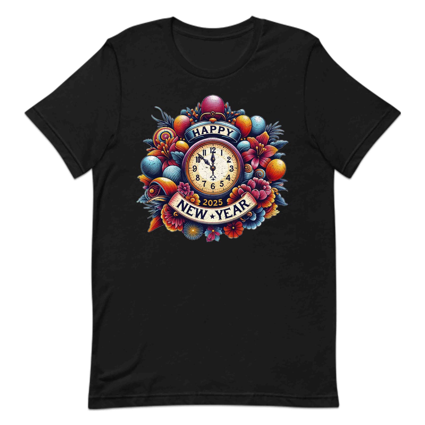 Happy New Year 2025 Vintage Countdown Retro Floral Clock NYE | PRODUCT CODE: HPYENWFVCUT