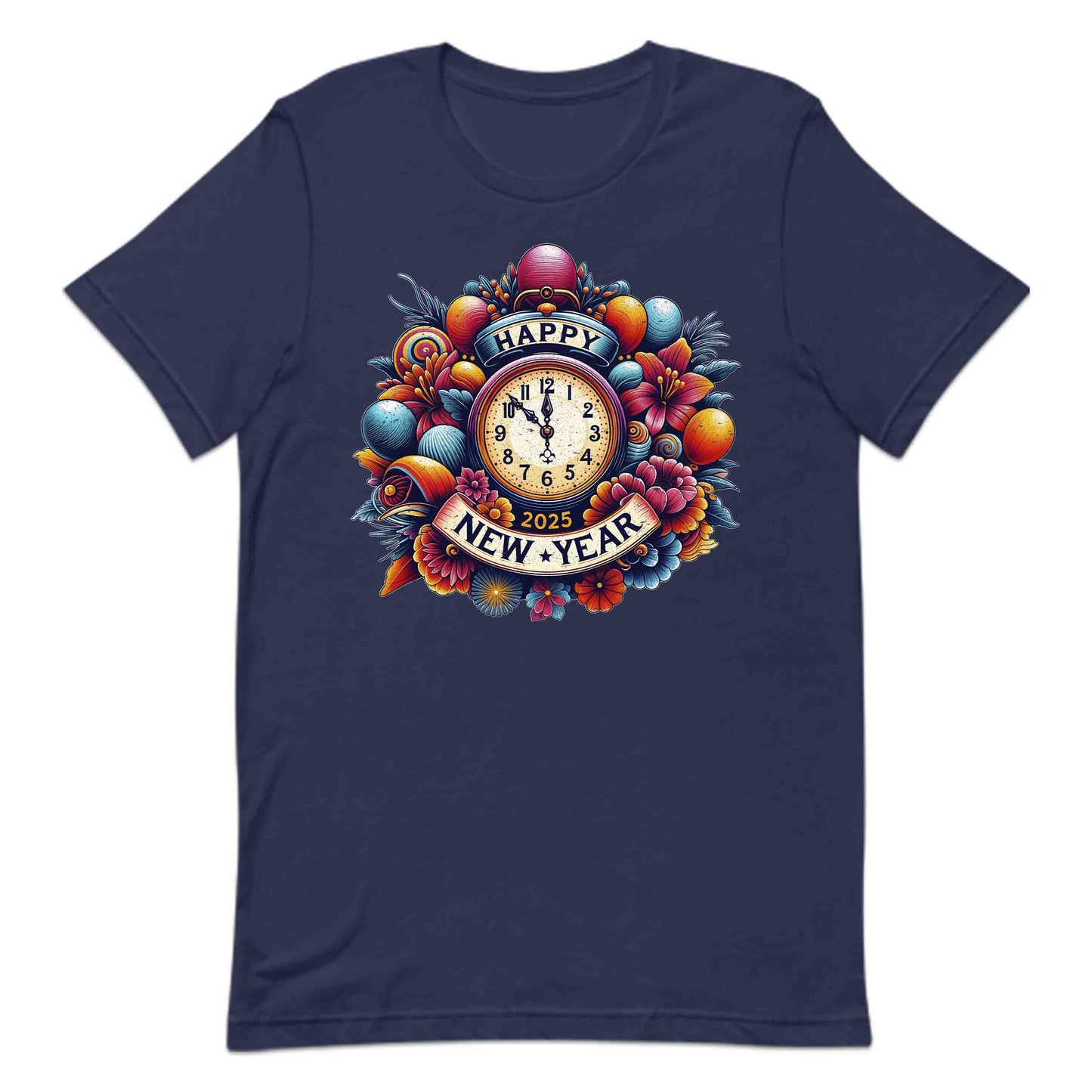 Happy New Year 2025 Vintage Countdown Retro Floral Clock NYE | PRODUCT CODE: HPYENWFVCUT