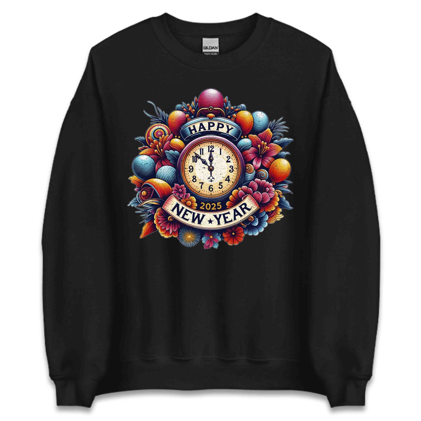 Happy New Year 2025 Vintage Countdown Retro Floral Clock NYE | PRODUCT CODE: HPYENWFVCUT