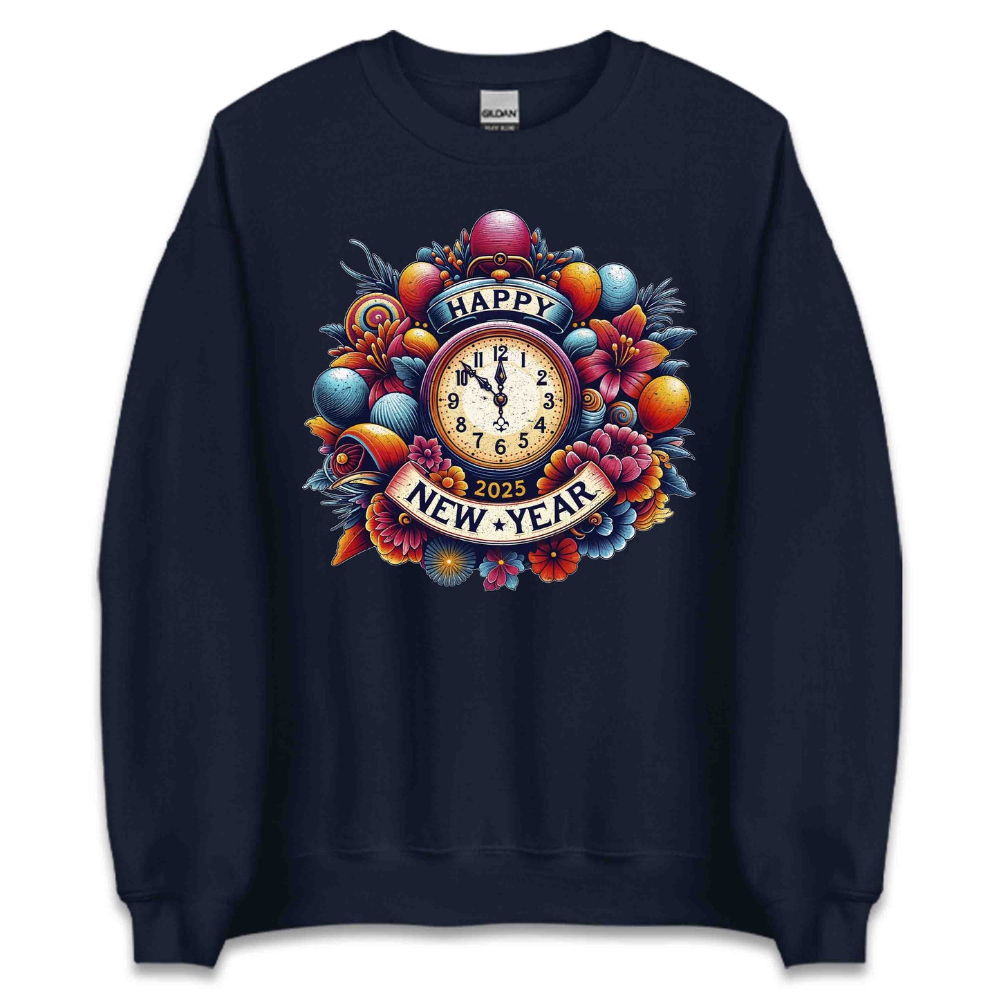 Happy New Year 2025 Vintage Countdown Retro Floral Clock NYE | PRODUCT CODE: HPYENWFVCUT