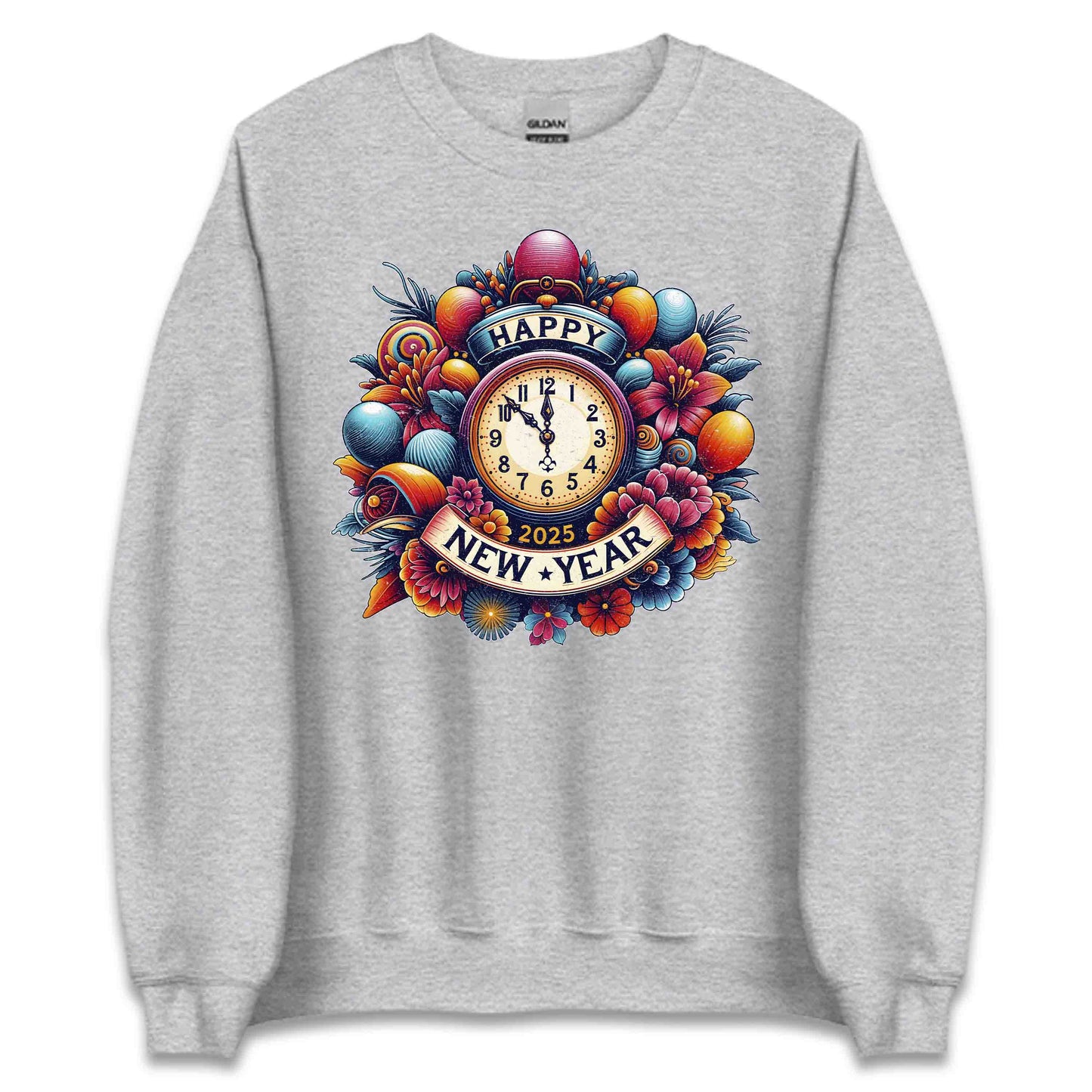 Happy New Year 2025 Vintage Countdown Retro Floral Clock NYE | PRODUCT CODE: HPYENWFVCUT