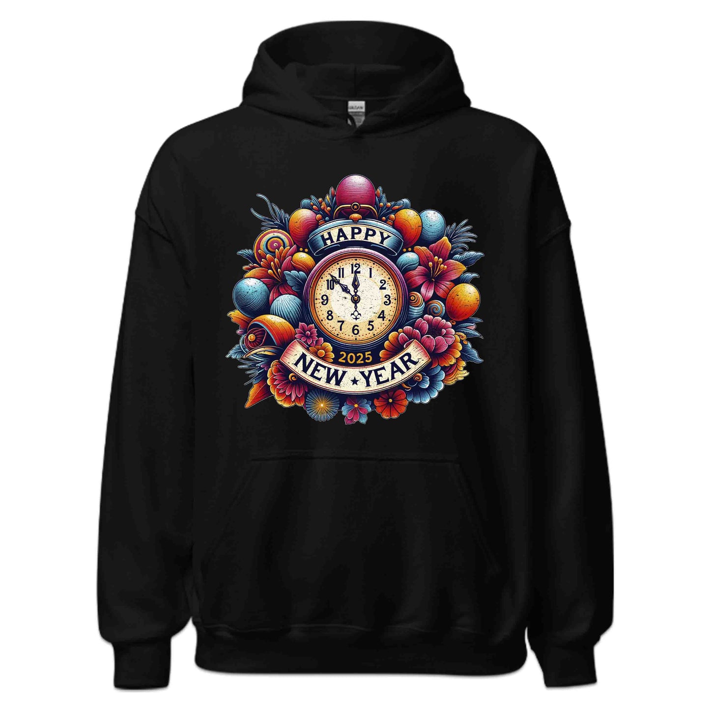 Happy New Year 2025 Vintage Countdown Retro Floral Clock NYE | PRODUCT CODE: HPYENWFVCUT