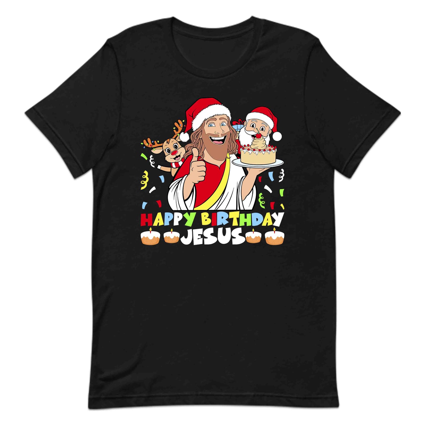 Happy Birthday Jesus Joyful Christmas Xmas Santa Reindeer | PRODUCT CODE: HPYJSUBRTHC