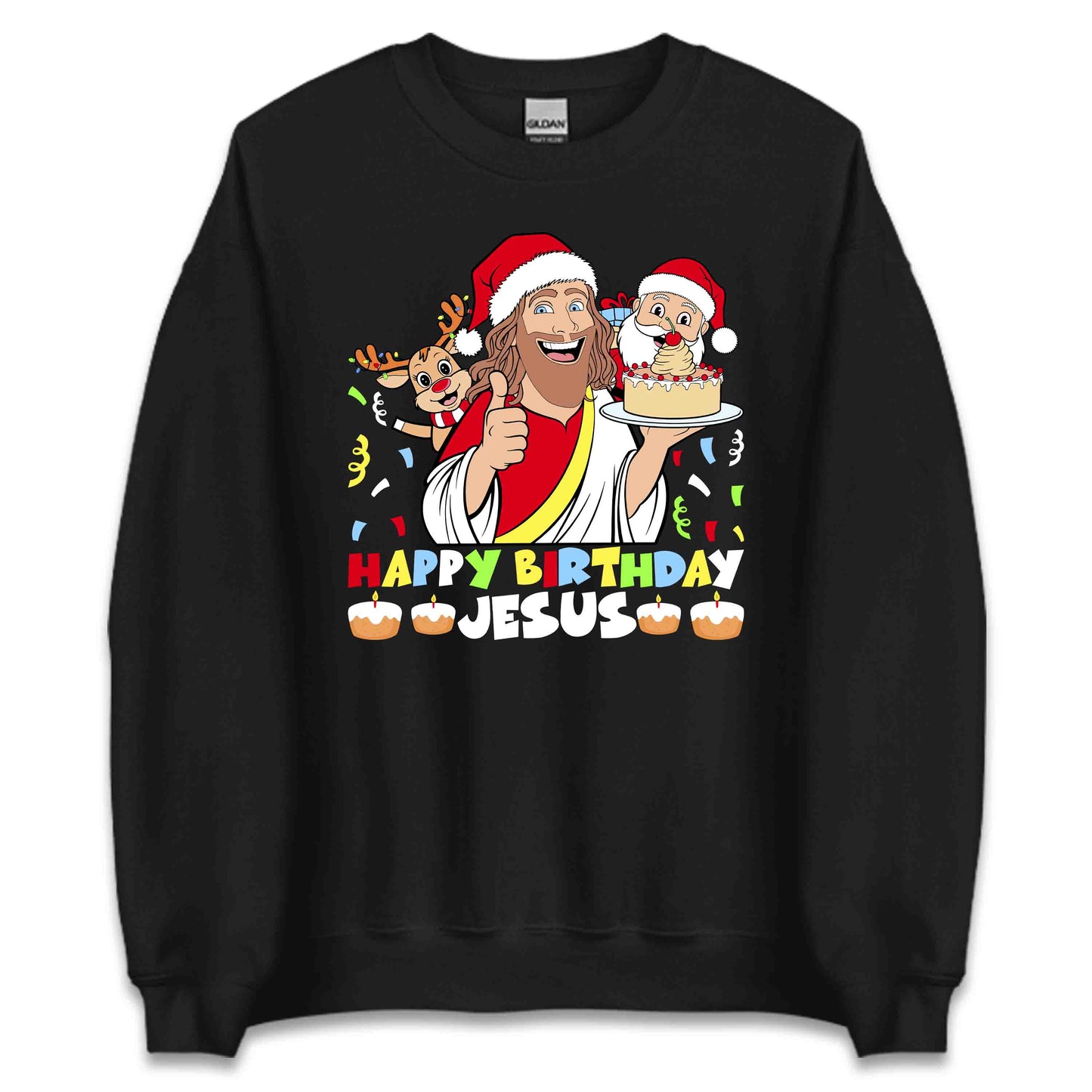 Happy Birthday Jesus Joyful Christmas Xmas Santa Reindeer | PRODUCT CODE: HPYJSUBRTHC