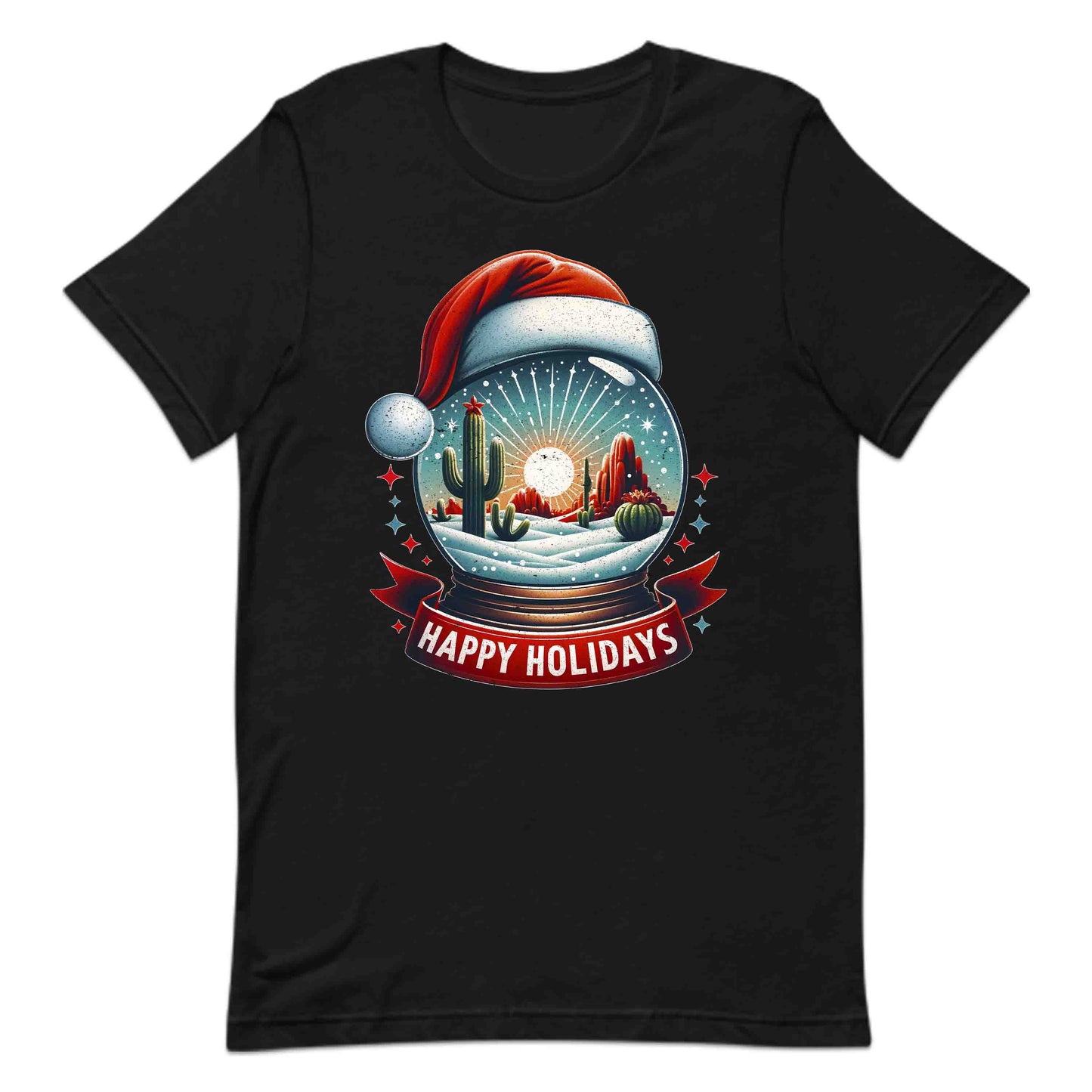 Happy Holidays Xmas Desert Snow Globe Christmas Cactus | PRODUCT CODE: HPYLDRSTCUXM