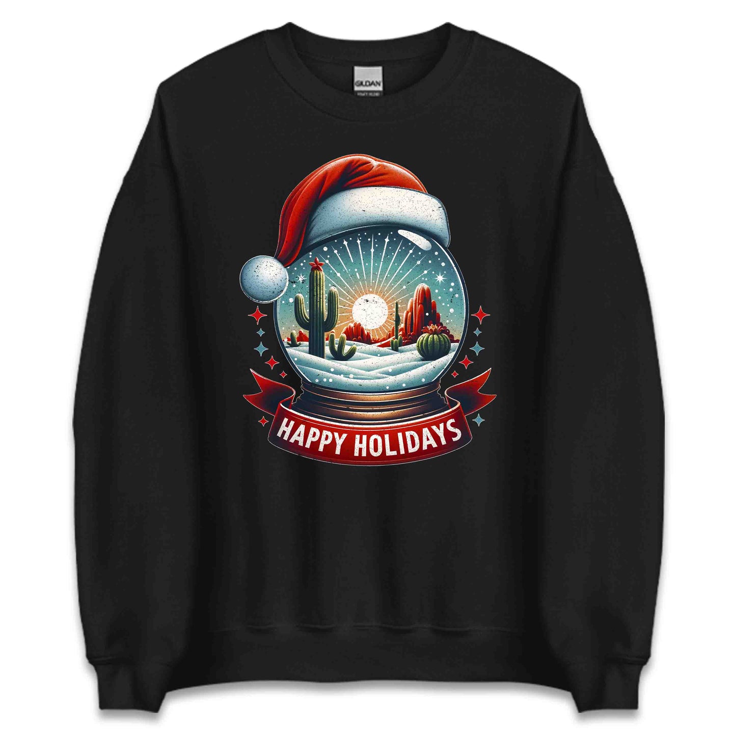 Happy Holidays Xmas Desert Snow Globe Christmas Cactus | PRODUCT CODE: HPYLDRSTCUXM