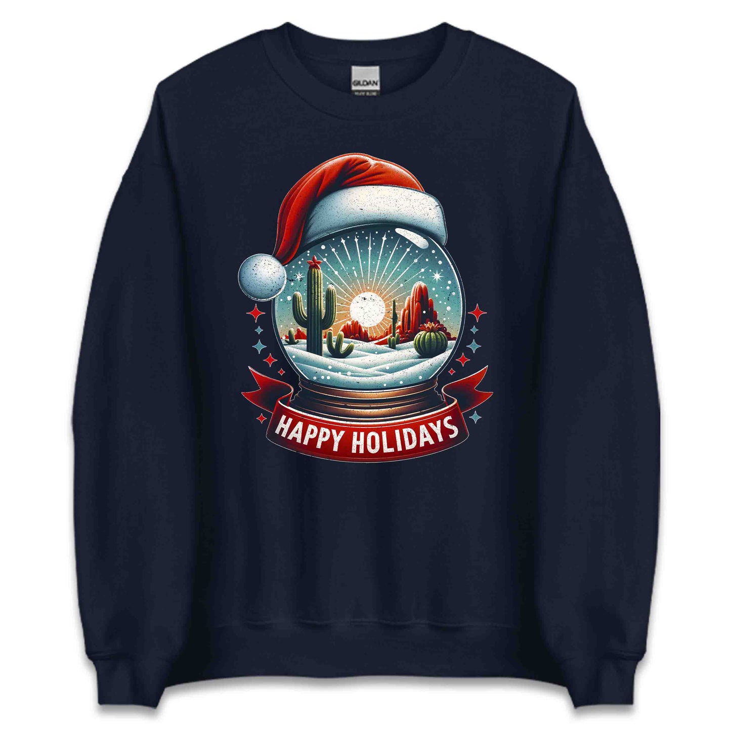 Happy Holidays Xmas Desert Snow Globe Christmas Cactus | PRODUCT CODE: HPYLDRSTCUXM
