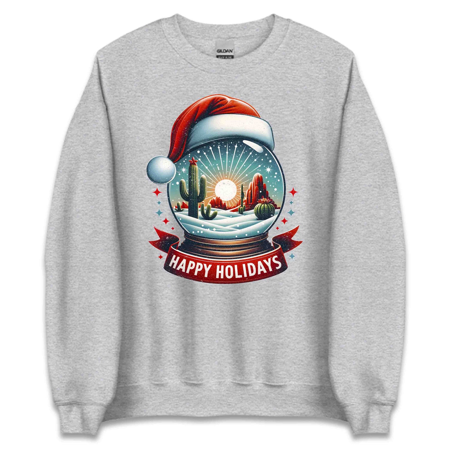 Happy Holidays Xmas Desert Snow Globe Christmas Cactus | PRODUCT CODE: HPYLDRSTCUXM