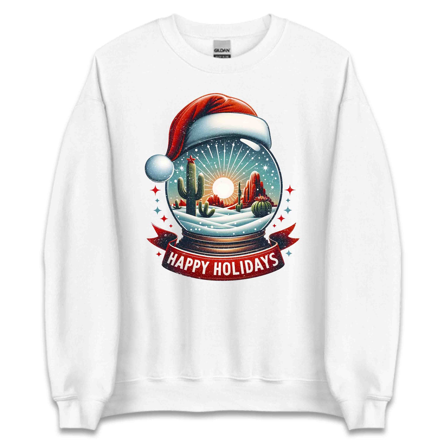 Happy Holidays Xmas Desert Snow Globe Christmas Cactus | PRODUCT CODE: HPYLDRSTCUXM