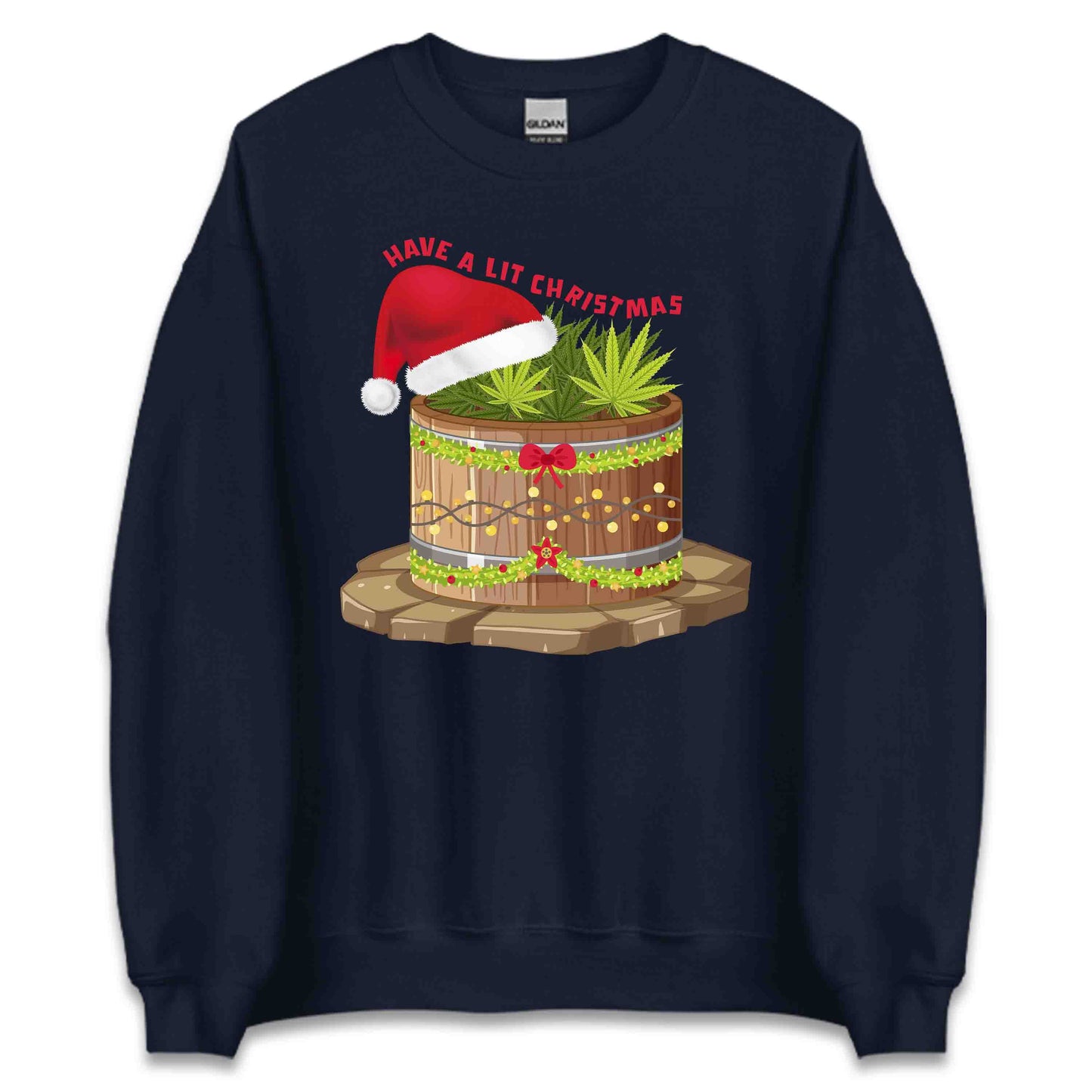 Have a Lit Christmas Cannabis Weed Xmas Funny Holiday Stoner | PRODUCT CODE: HVALTCHNBWD