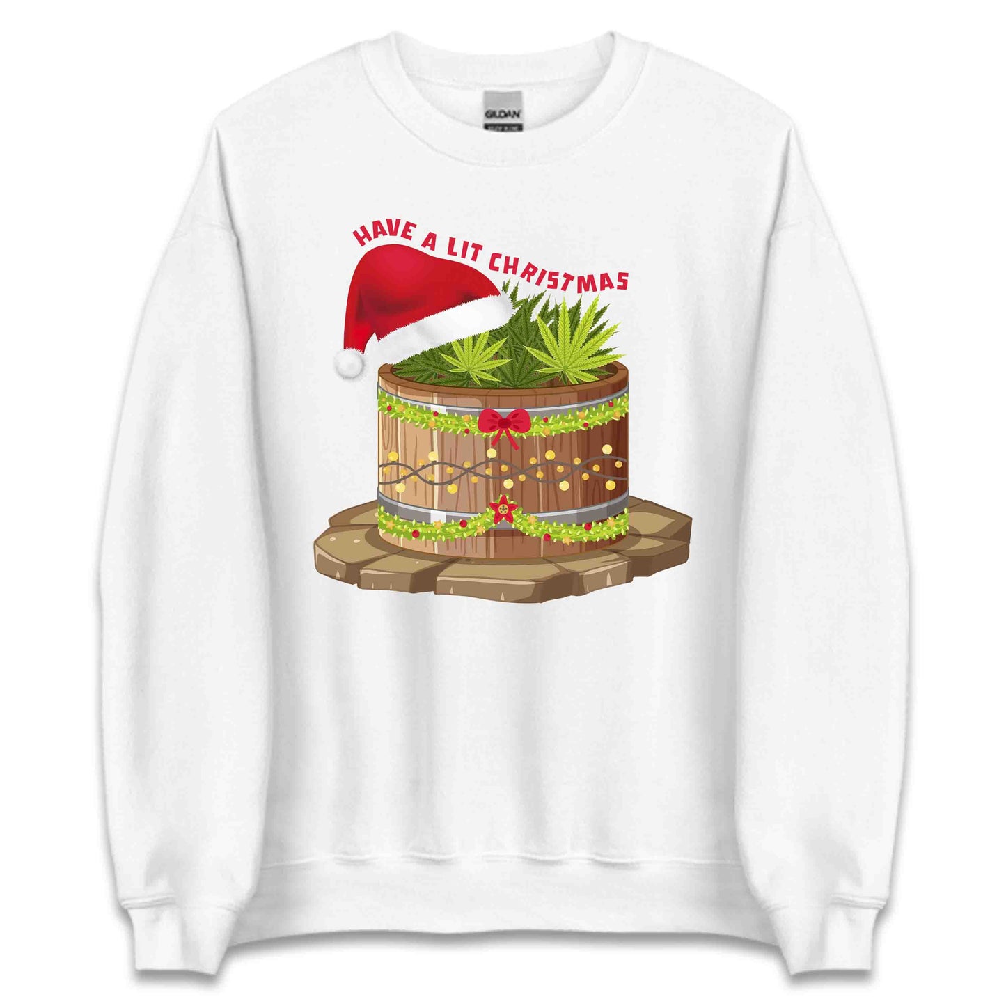 Have a Lit Christmas Cannabis Weed Xmas Funny Holiday Stoner | PRODUCT CODE: HVALTCHNBWD