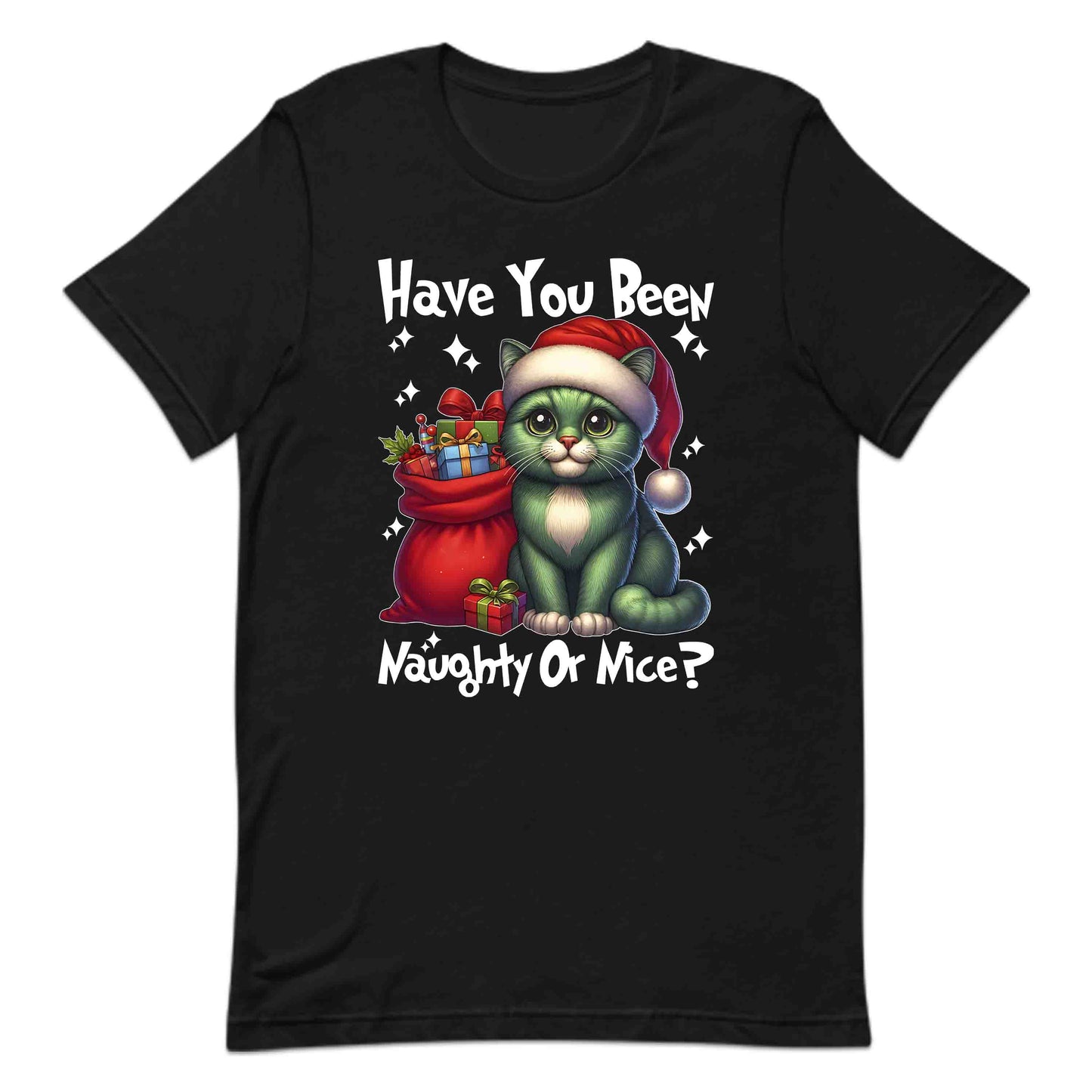Have You Been Naughty Or Nice Christmas Green Cat Funny Xmas Kitten | PRODUCT CODE: HVYYBMGHYGR