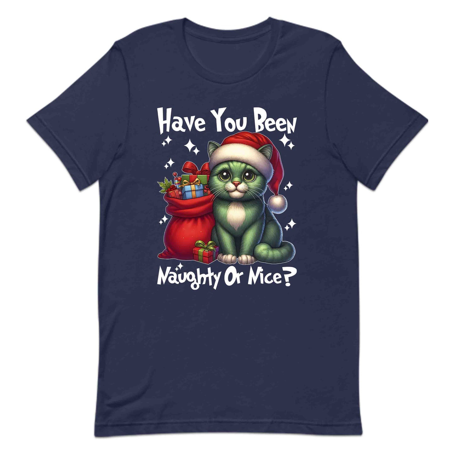 Have You Been Naughty Or Nice Christmas Green Cat Funny Xmas Kitten | PRODUCT CODE: HVYYBMGHYGR