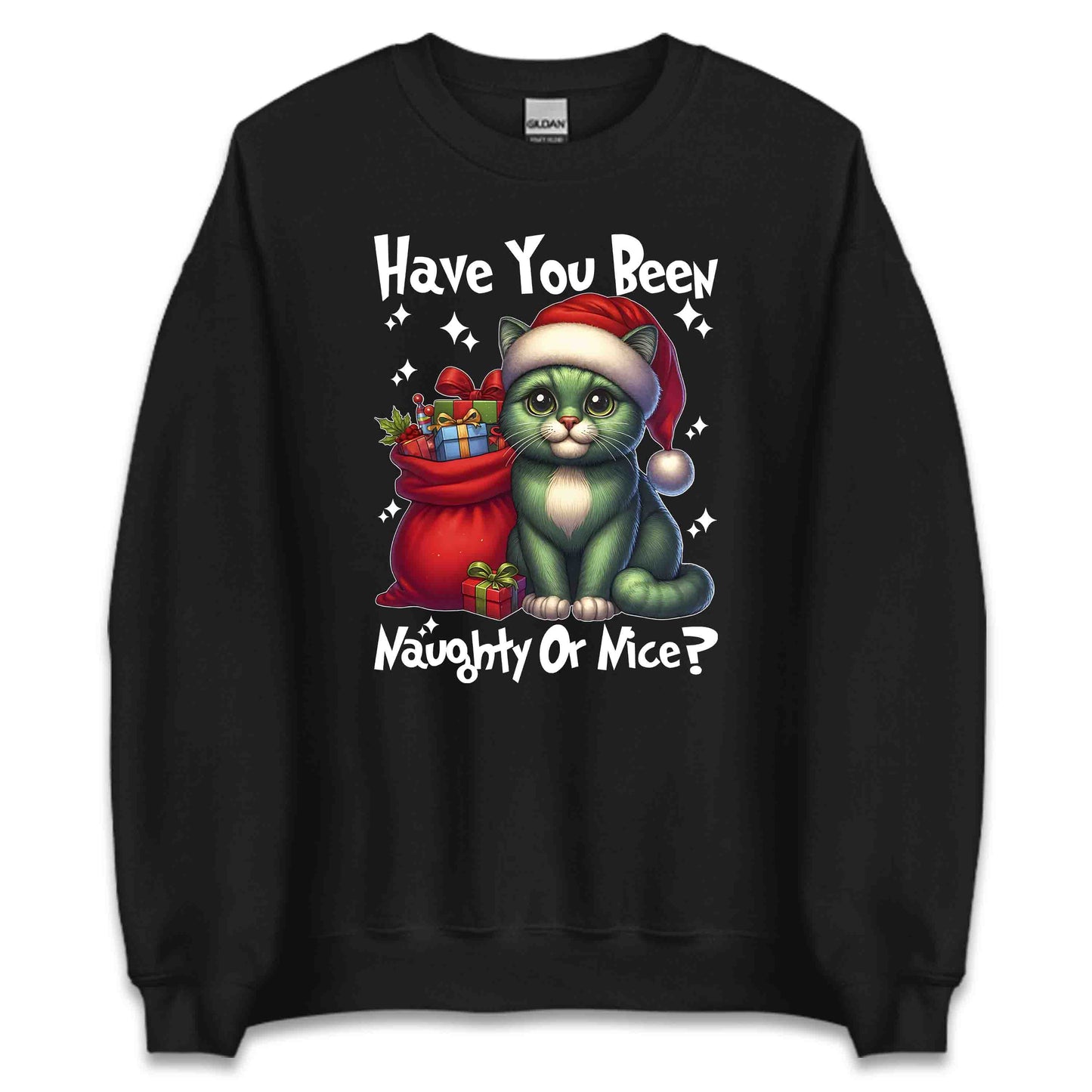 Have You Been Naughty Or Nice Christmas Green Cat Funny Xmas Kitten | PRODUCT CODE: HVYYBMGHYGR