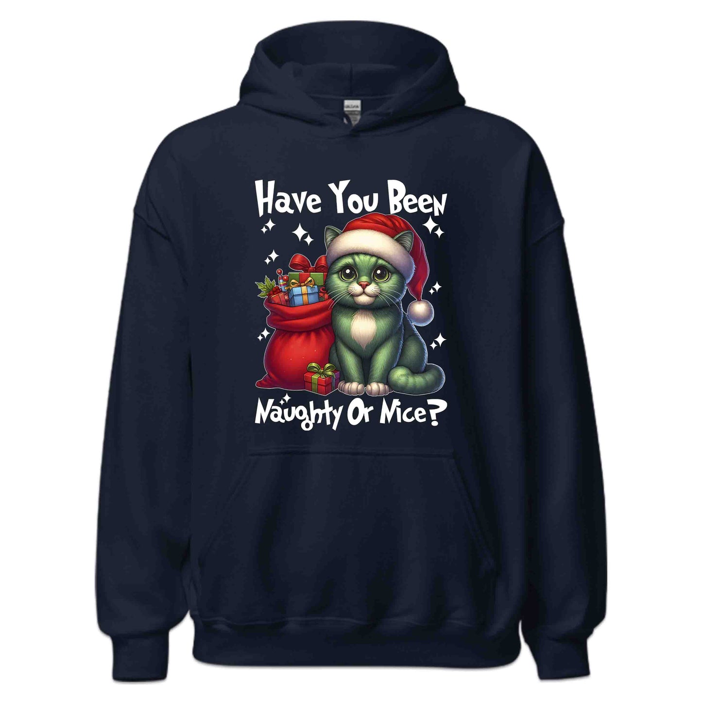 Have You Been Naughty Or Nice Christmas Green Cat Funny Xmas Kitten | PRODUCT CODE: HVYYBMGHYGR