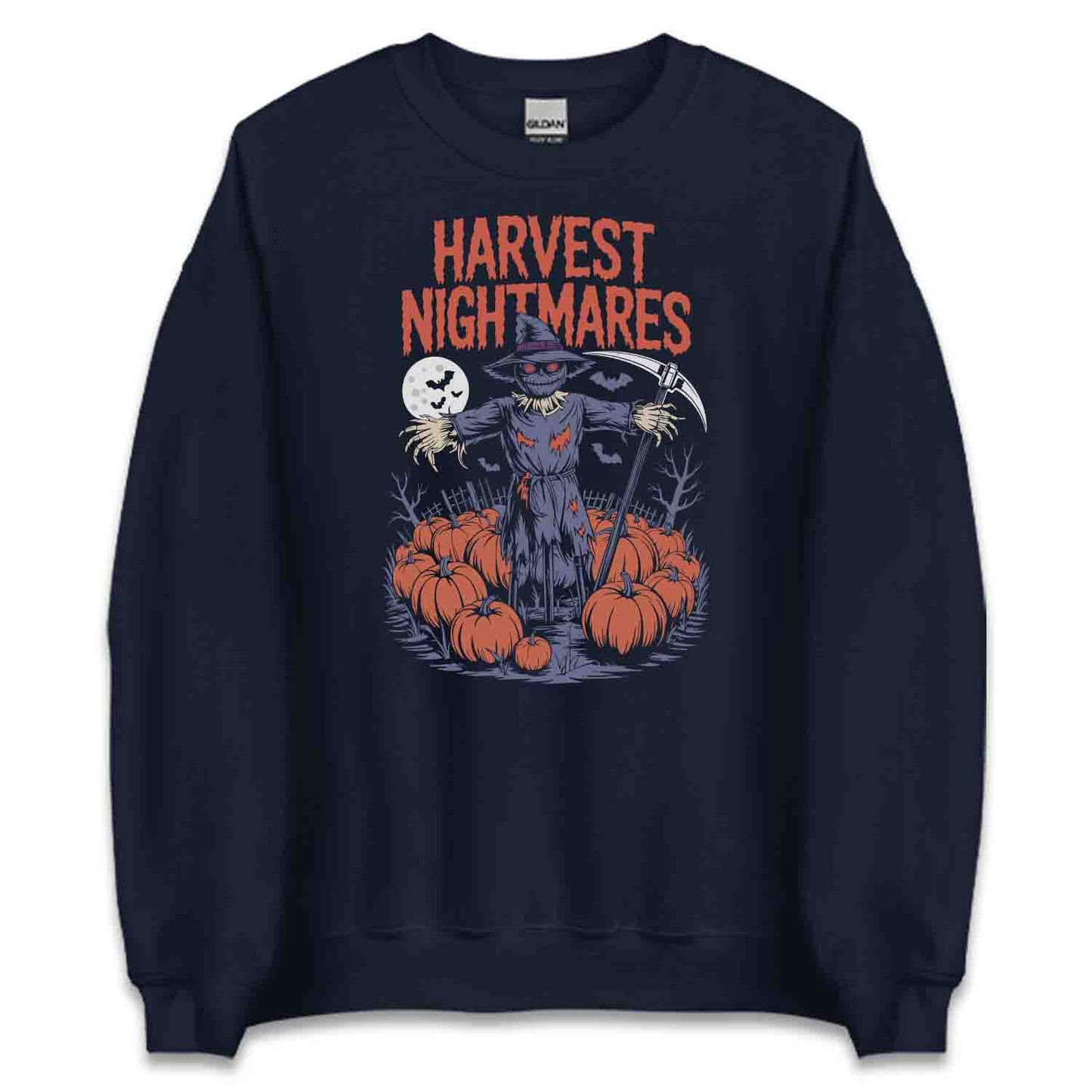 Harvest Nightmares T-Shirt, Spooky Pumpkin Sweatshirt, Creepy Scarecrow Hoodie | PRODUCT CODE: HWHEABNHG