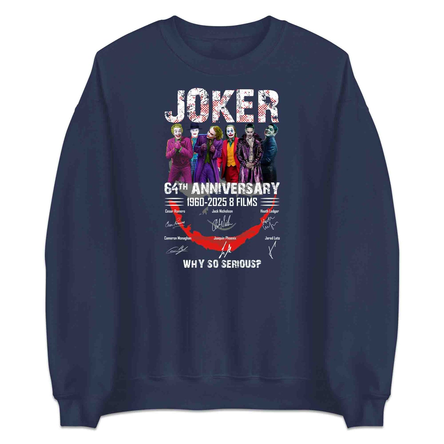 Joker 64th Anniversary T-Shirt, Jumper & Hoodie – 1960–2025 Tribute to 8 Iconic Jokers from Romero to Phoenix, DC Villain Classic | PRODUCT CODE: JASDUYRK