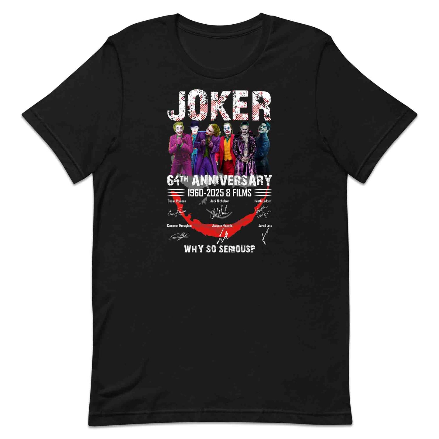 Joker 64th Anniversary T-Shirt, Jumper & Hoodie – 1960–2025 Tribute to 8 Iconic Jokers from Romero to Phoenix, DC Villain Classic | PRODUCT CODE: JASDUYRK