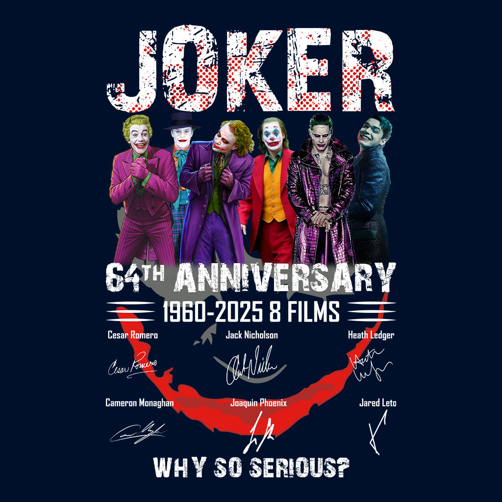 Joker 64th Anniversary T-Shirt, Jumper & Hoodie – 1960–2025 Tribute to 8 Iconic Jokers from Romero to Phoenix, DC Villain Classic | PRODUCT CODE: JASDUYRK