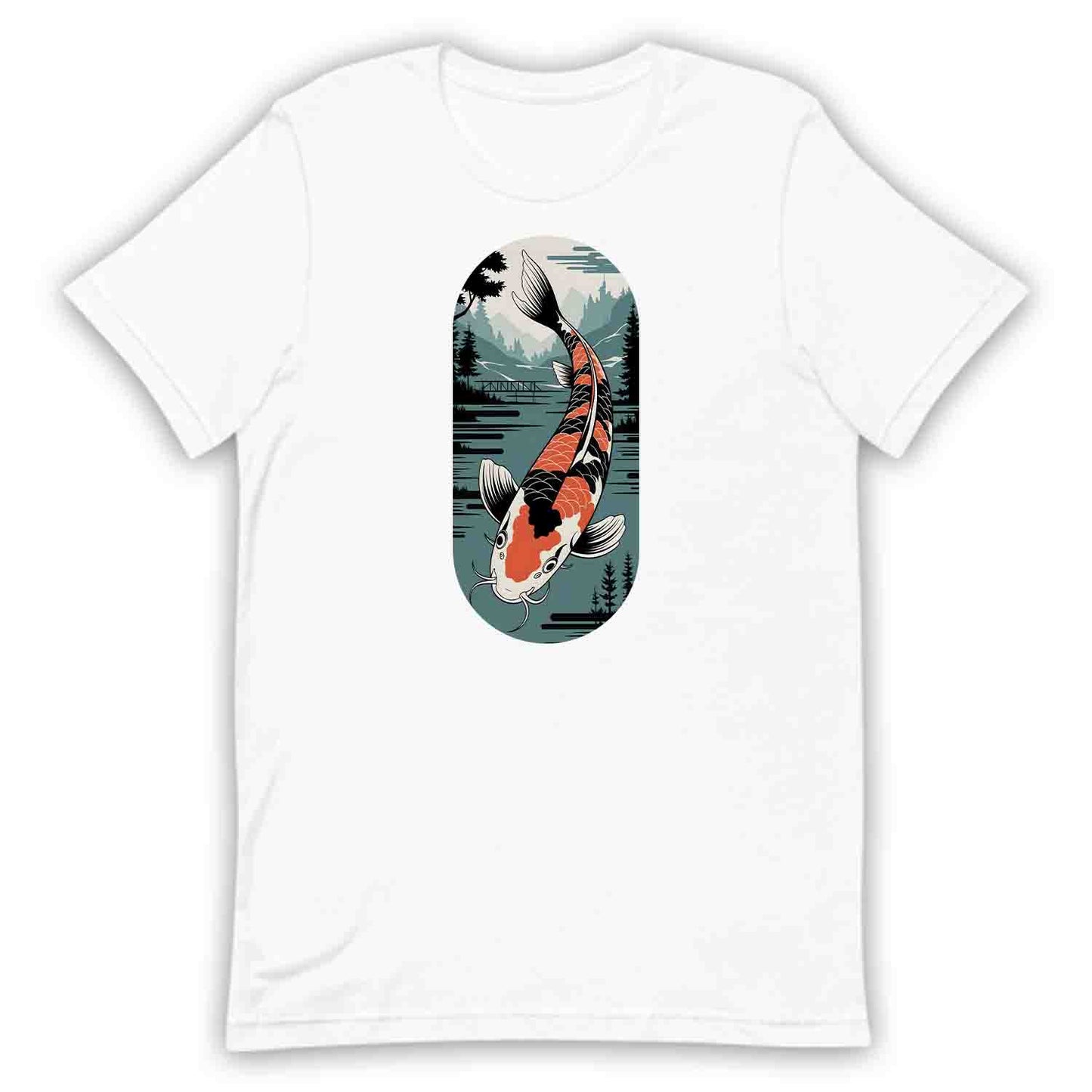 Japanese Koi Fish T-Shirt, Serene Landscape Sweatshirt, Nature-Inspired Asian Art Hoodie | PRODUCT CODE: JKWEQPODF