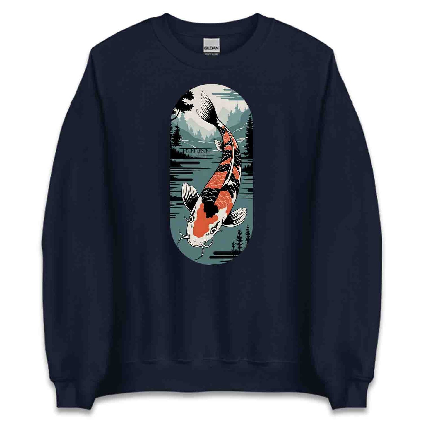 Japanese Koi Fish T-Shirt, Serene Landscape Sweatshirt, Nature-Inspired Asian Art Hoodie | PRODUCT CODE: JKWEQPODF