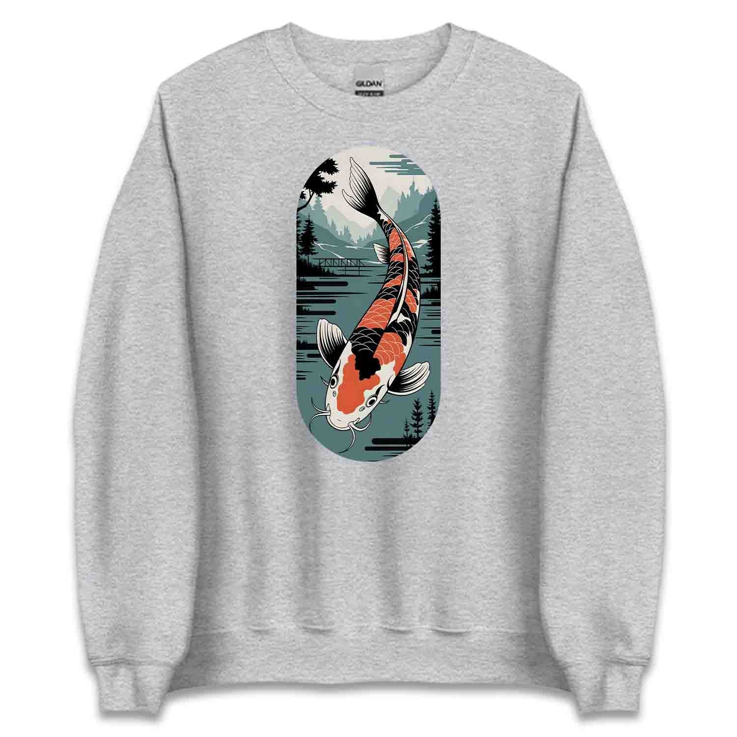 Japanese Koi Fish T-Shirt, Serene Landscape Sweatshirt, Nature-Inspired Asian Art Hoodie | PRODUCT CODE: JKWEQPODF