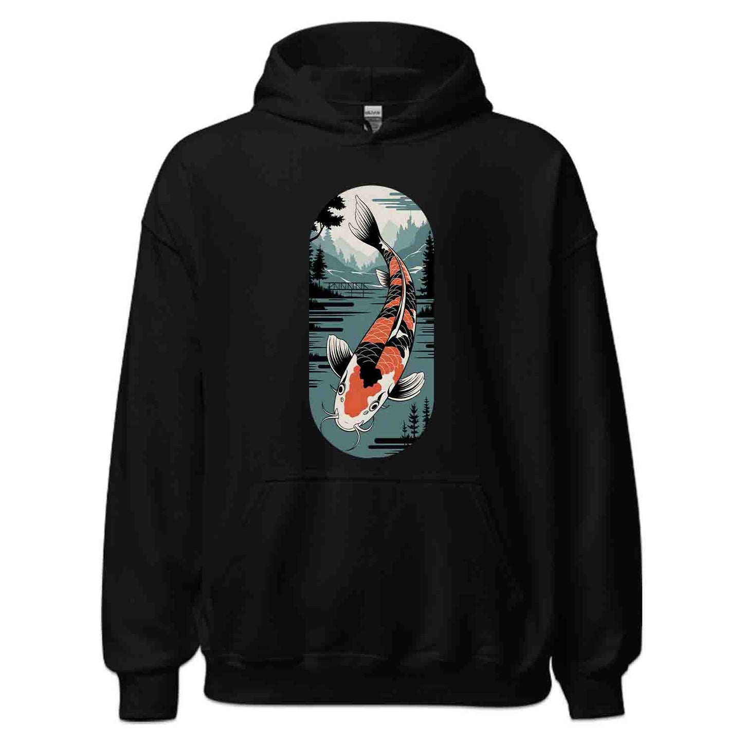 Japanese Koi Fish T-Shirt, Serene Landscape Sweatshirt, Nature-Inspired Asian Art Hoodie | PRODUCT CODE: JKWEQPODF