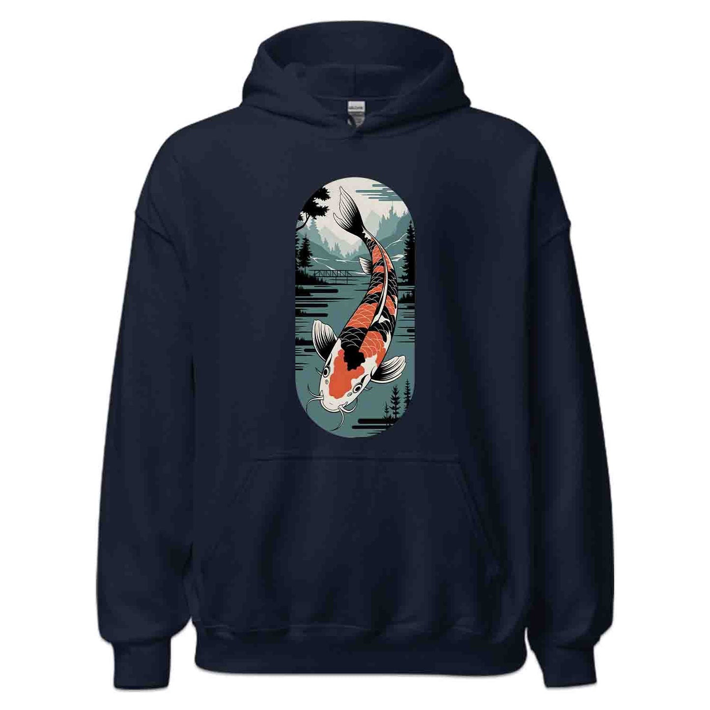 Japanese Koi Fish T-Shirt, Serene Landscape Sweatshirt, Nature-Inspired Asian Art Hoodie | PRODUCT CODE: JKWEQPODF