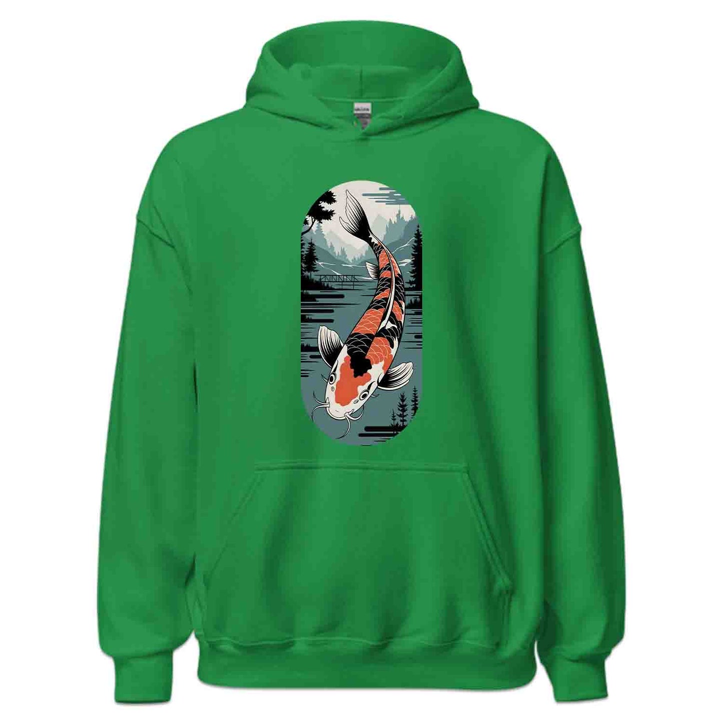 Japanese Koi Fish T-Shirt, Serene Landscape Sweatshirt, Nature-Inspired Asian Art Hoodie | PRODUCT CODE: JKWEQPODF