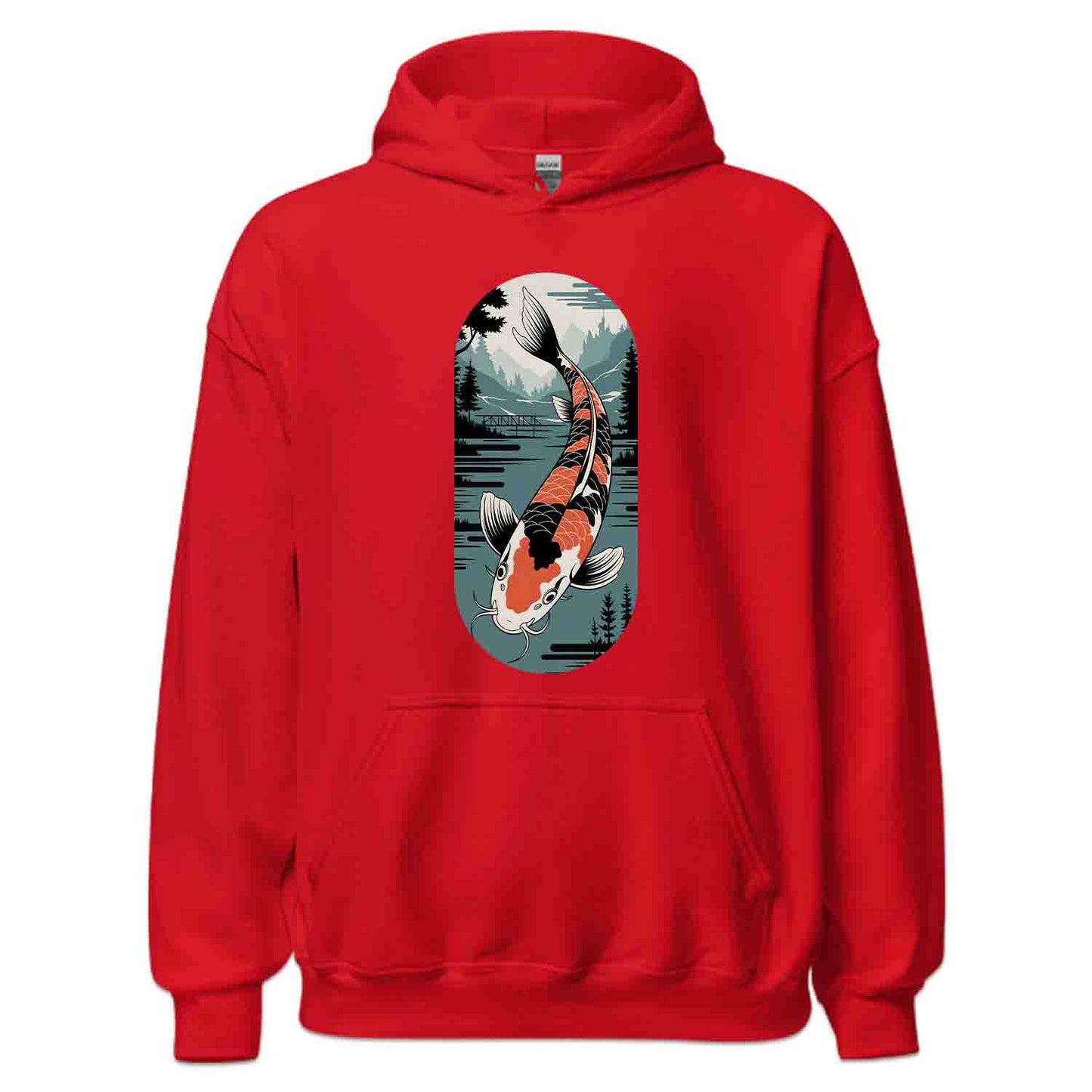 Japanese Koi Fish T-Shirt, Serene Landscape Sweatshirt, Nature-Inspired Asian Art Hoodie | PRODUCT CODE: JKWEQPODF