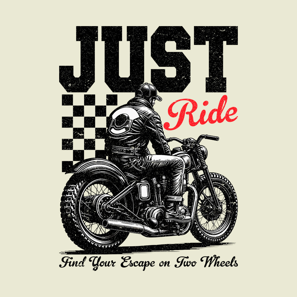 Just Ride Retro Biker Vintage Motorcycle Two-Wheel Adventure | PRODUCT CODE: JTURDTBKEBNM