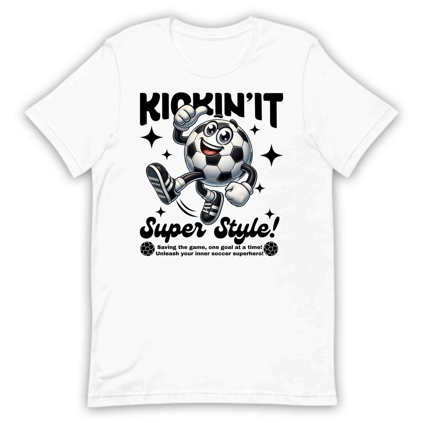 Funny Soccer Ball Character Kickin’ It Super Style Football Players | PRODUCT CODE: KCNTSPRUEYTL