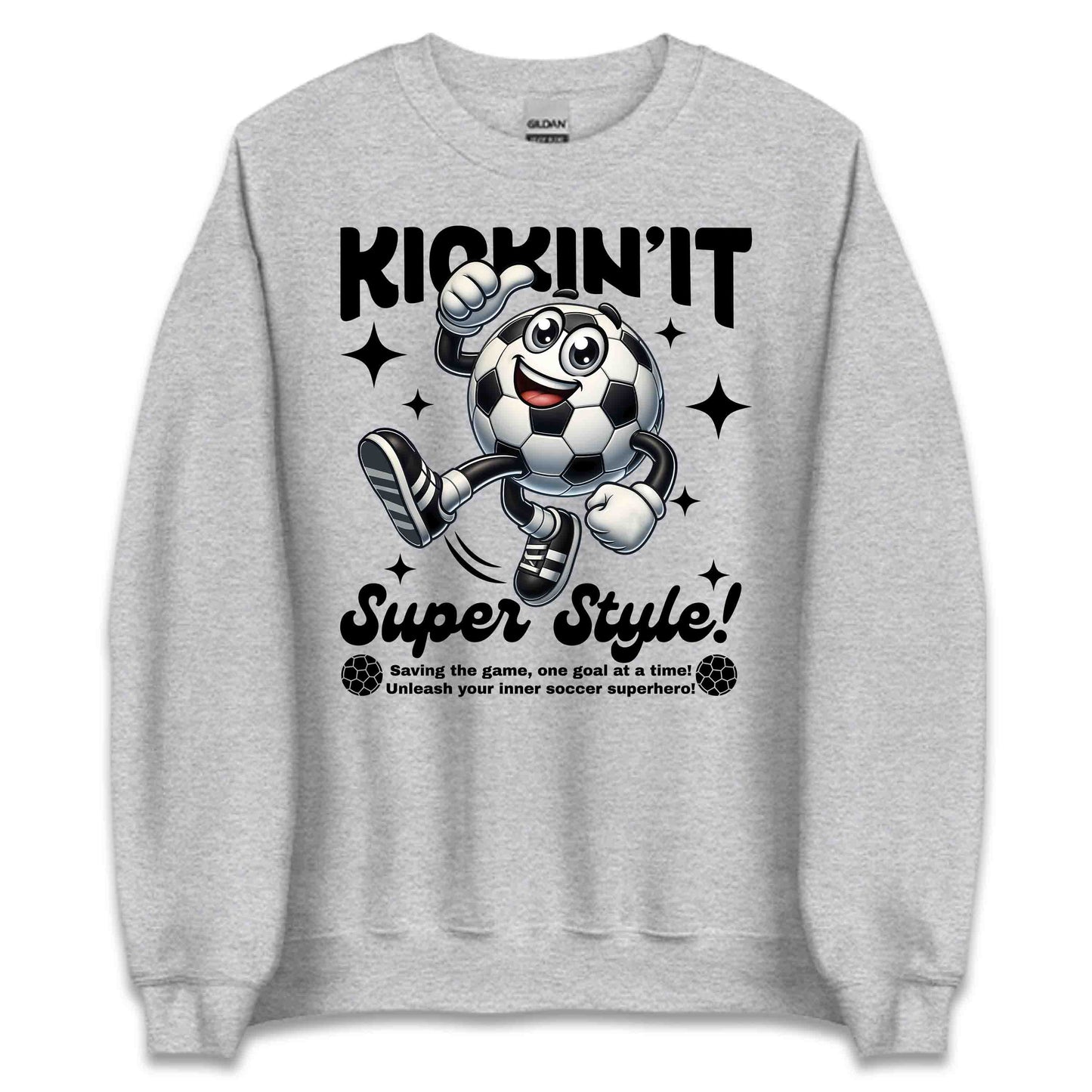Funny Soccer Ball Character Kickin’ It Super Style Football Players | PRODUCT CODE: KCNTSPRUEYTL