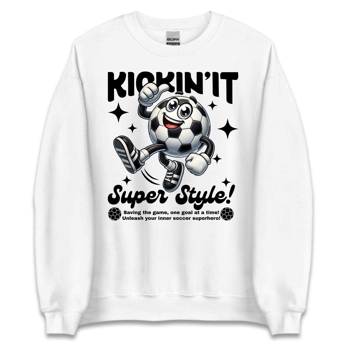 Funny Soccer Ball Character Kickin’ It Super Style Football Players | PRODUCT CODE: KCNTSPRUEYTL