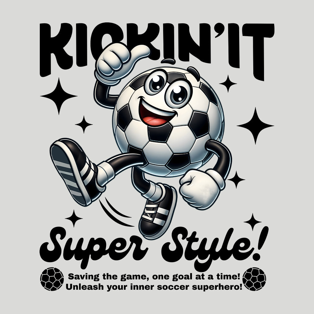 Funny Soccer Ball Character Kickin’ It Super Style Football Players | PRODUCT CODE: KCNTSPRUEYTL