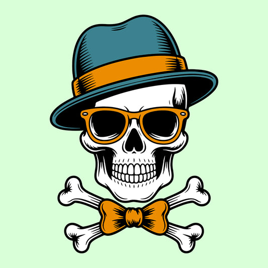 Vintage Hipster Skull T-Shirt, Hoodie & Sweatshirt | Retro Skeleton Fedora Punk Goth Vibes | PRODUCT CODE: KJSADHJWR