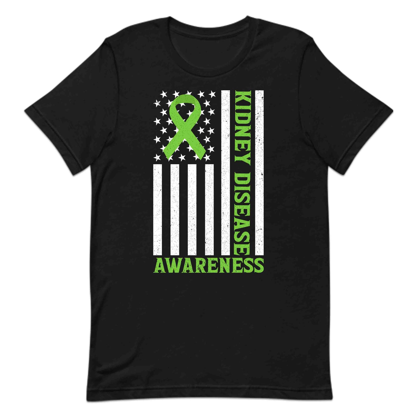 Kidney Disease Awareness Green Ribbon American Flag CKD Supporters | PRODUCT CODE: KNDYSAEFMVOW