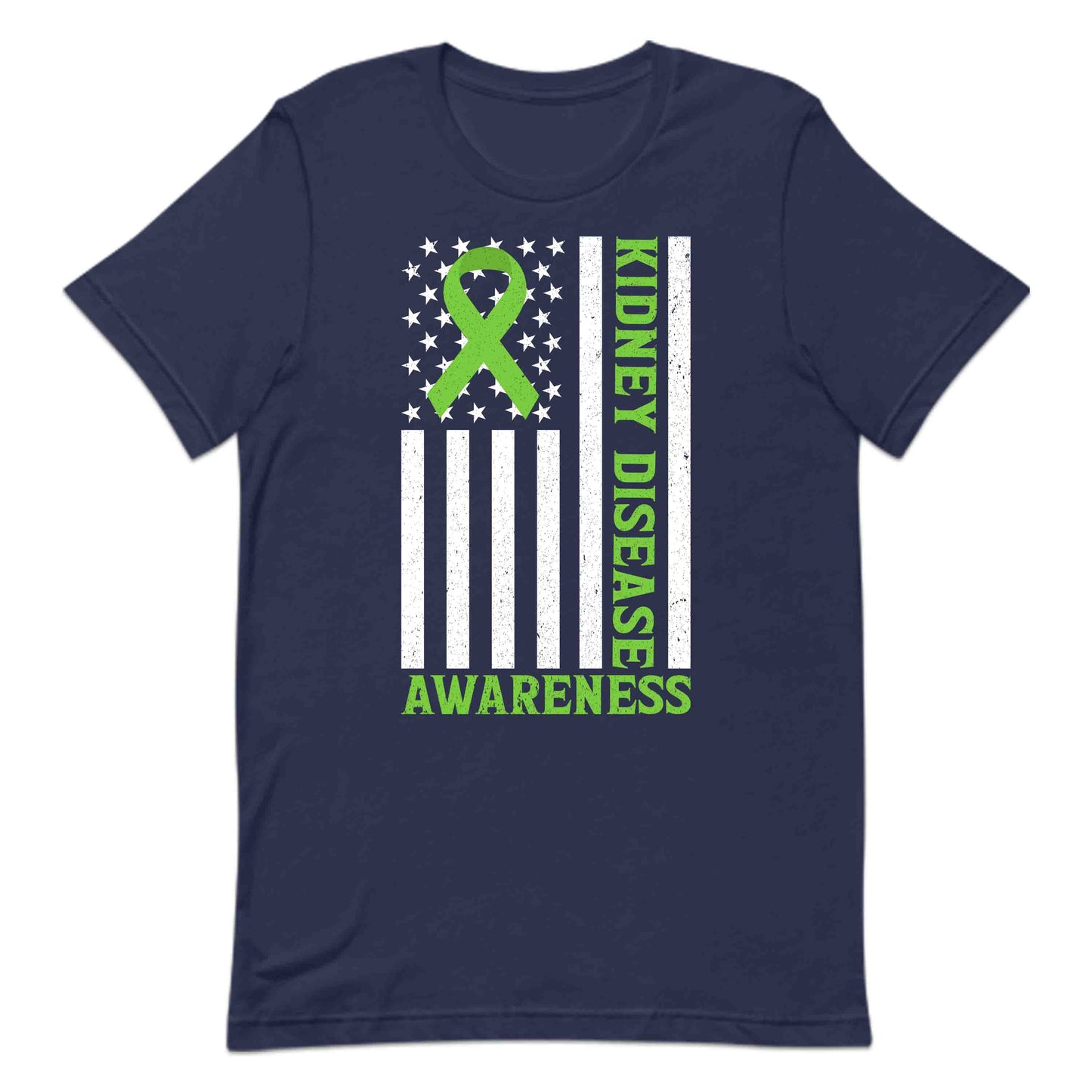 Kidney Disease Awareness Green Ribbon American Flag CKD Supporters | PRODUCT CODE: KNDYSAEFMVOW