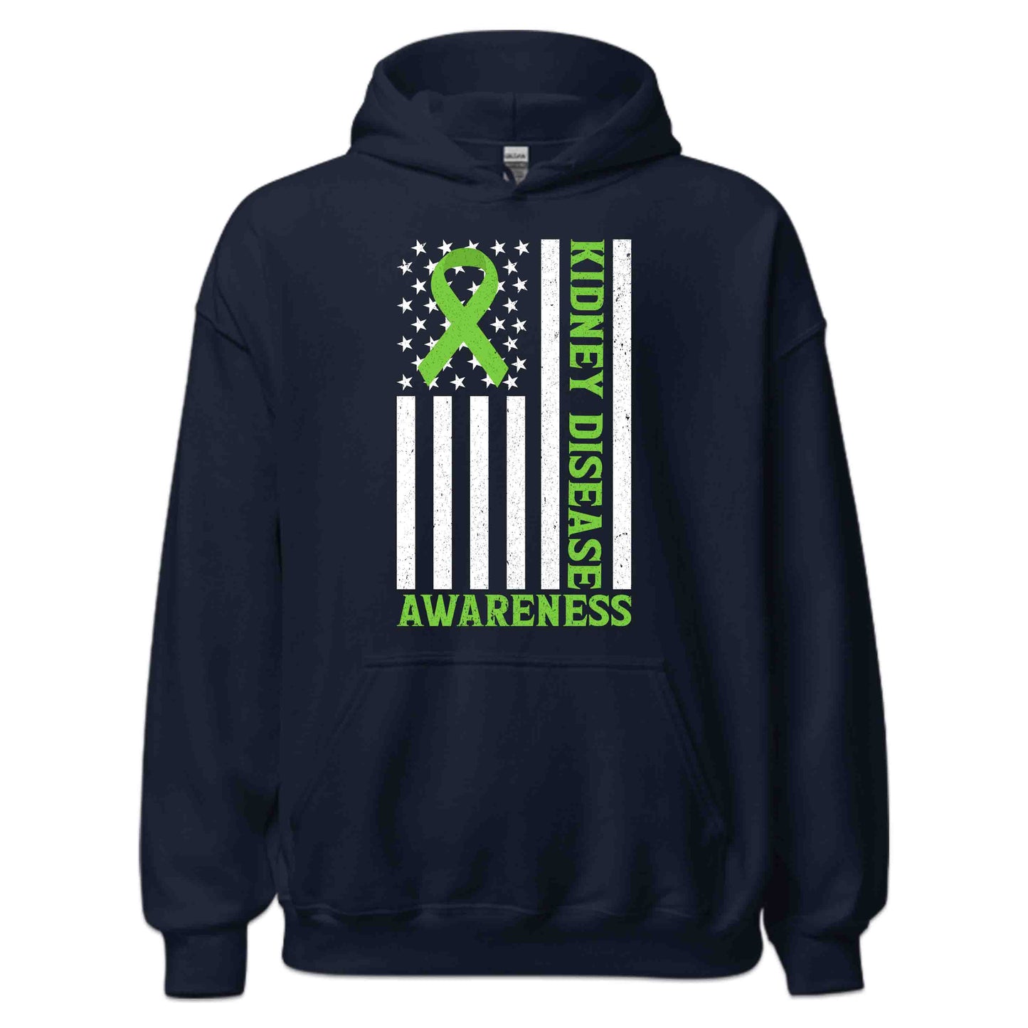 Kidney Disease Awareness Green Ribbon American Flag CKD Supporters | PRODUCT CODE: KNDYSAEFMVOW