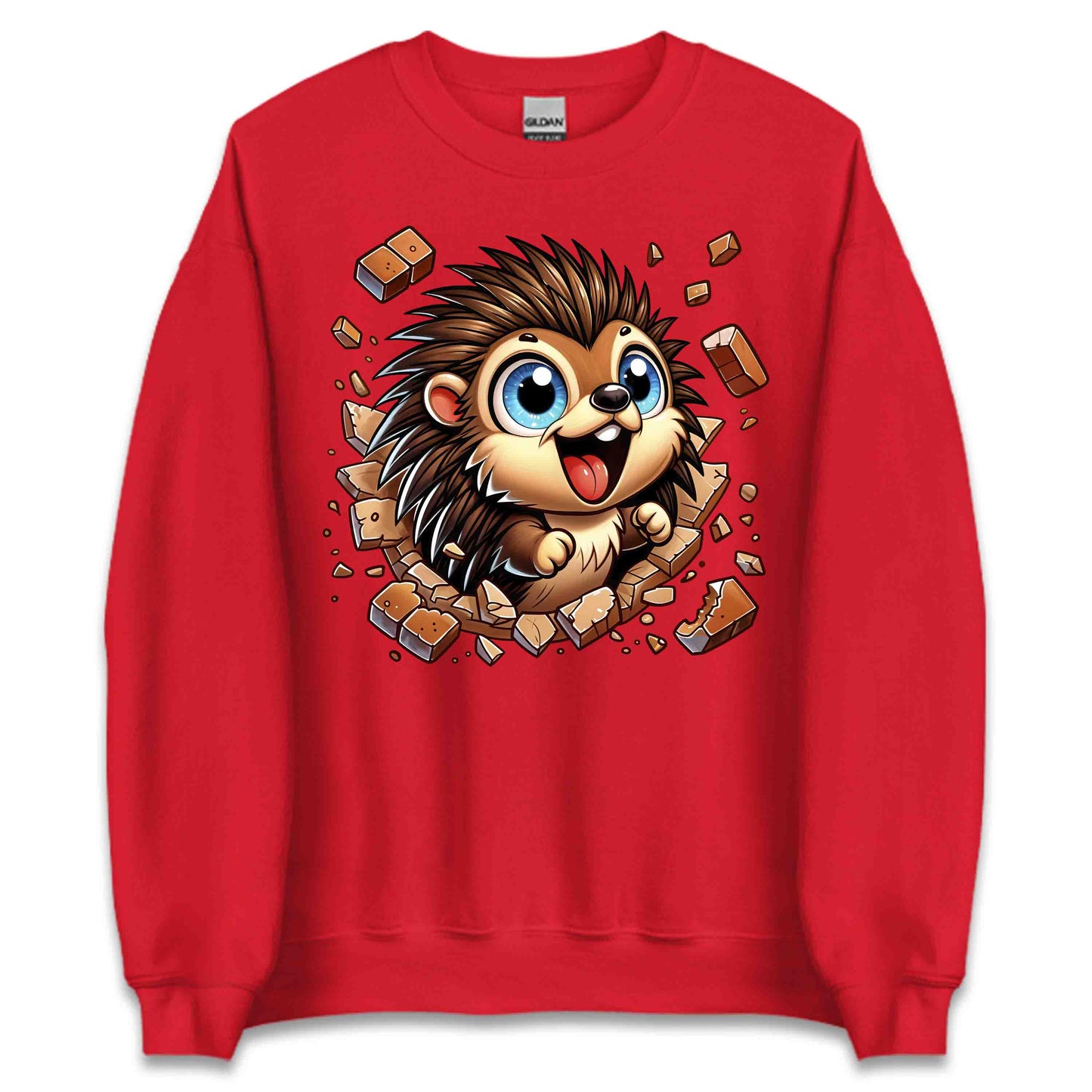 Kawaii Porcupine Breaking Through Brick Wall 3D Realistic Blue-Eyed Hedgehog | PRODUCT CODE: KWAPRRDNFSB
