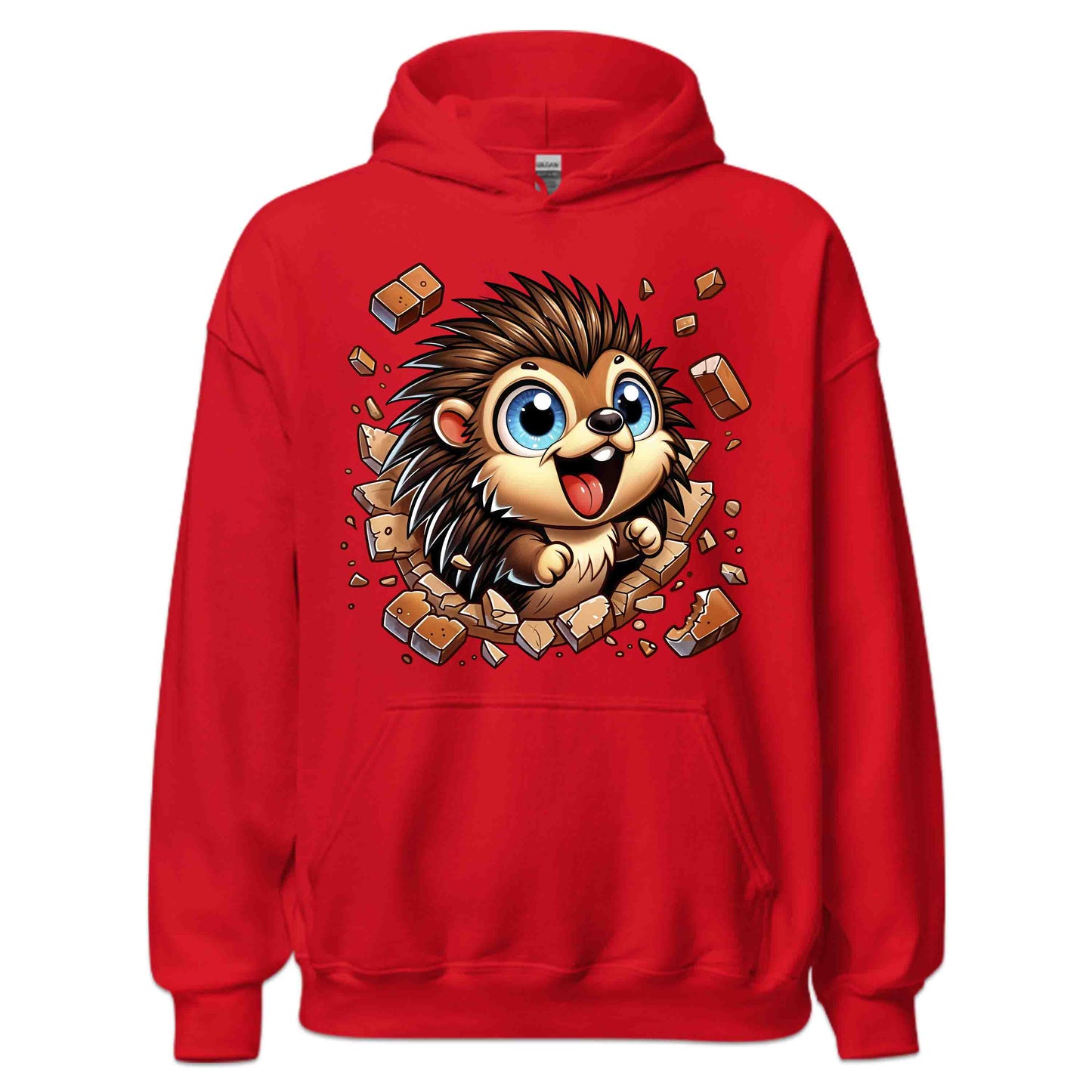 Kawaii Porcupine Breaking Through Brick Wall 3D Realistic Blue-Eyed Hedgehog | PRODUCT CODE: KWAPRRDNFSB