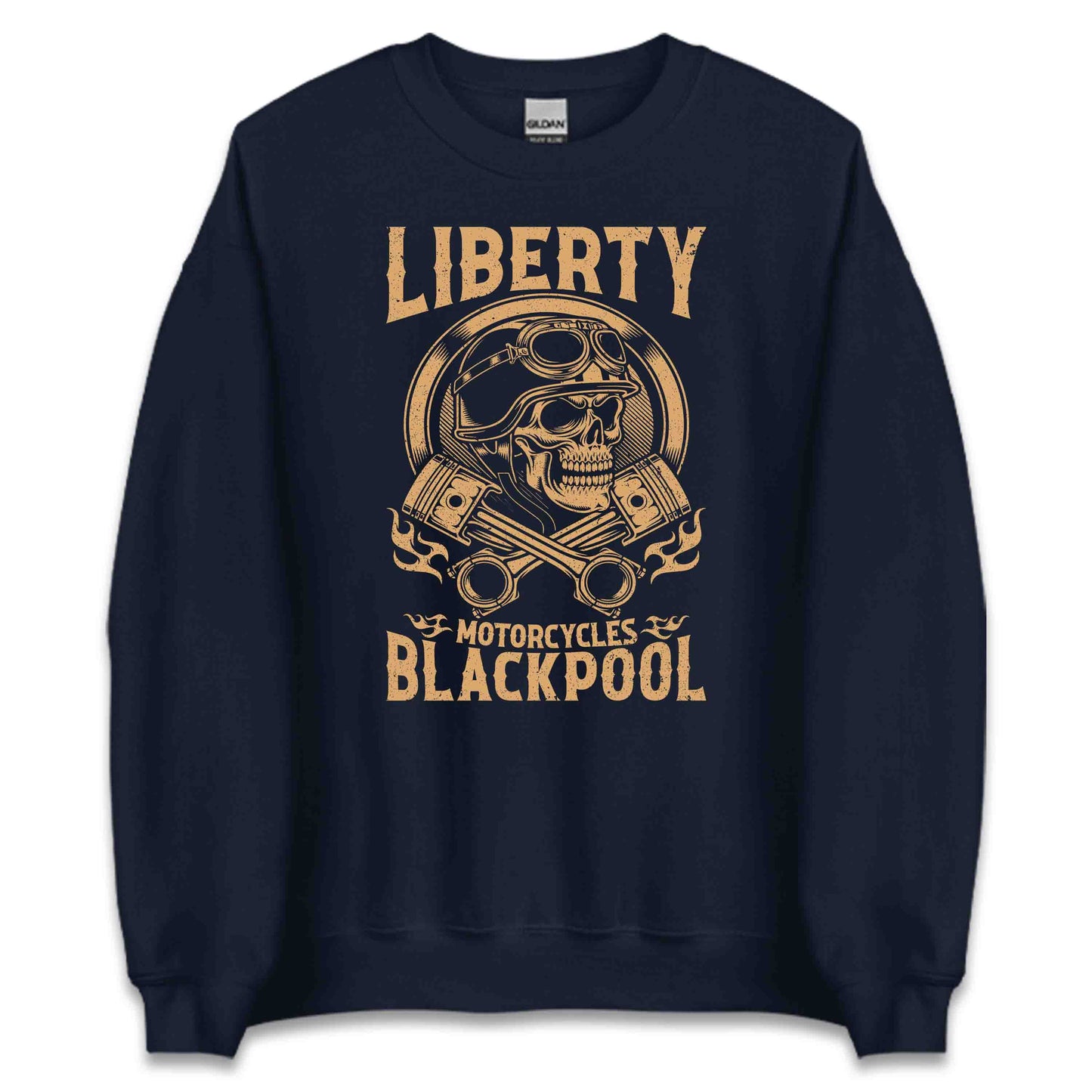 Liberty Motorcycles Blackpool Skull & Pistons Vintage Biker | PRODUCT CODE: LBRTANDAPOEK