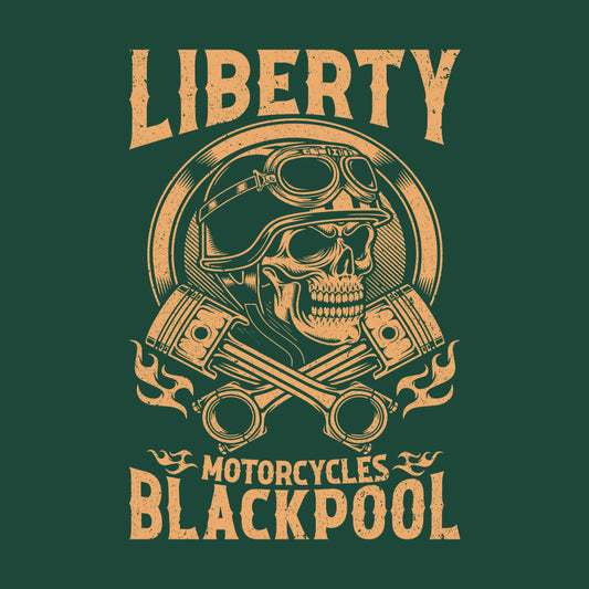 Liberty Motorcycles Blackpool Skull & Pistons Vintage Biker | PRODUCT CODE: LBRTANDAPOEK