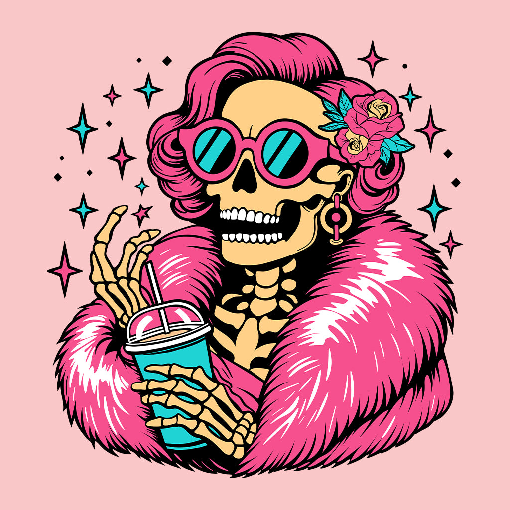 Skelton Holding Iced Coffee Cup Gothic Halloween | PRODUCT CODE: LDSKLHICF