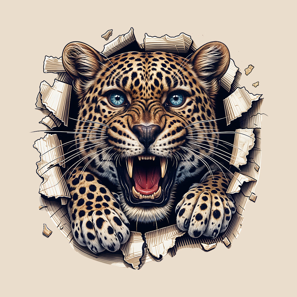 Leopard Breaking Through Wall Realistic 3D Big Cat | PRODUCT CODE: LPORDBKNGWLBE